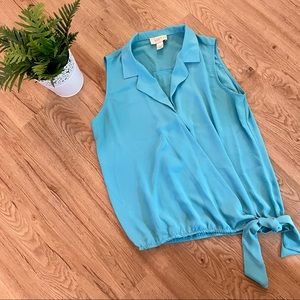 Loft Faux Wrap Collard Sleeveless Blouse